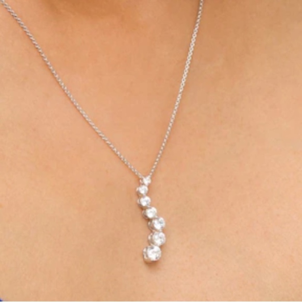 14k White Gold Necklace S Curve Diamond Necklace Stamped on Clasp Artsy Gift - Picture 4 of 6